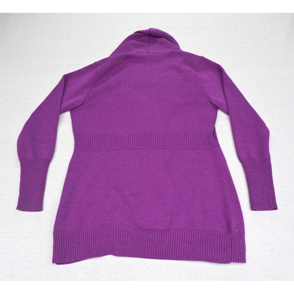 Eileen Fisher Womens XS 100% Merino Wool Cardigan Purple Open Front Fine Gauge - Picture 9 of 9
